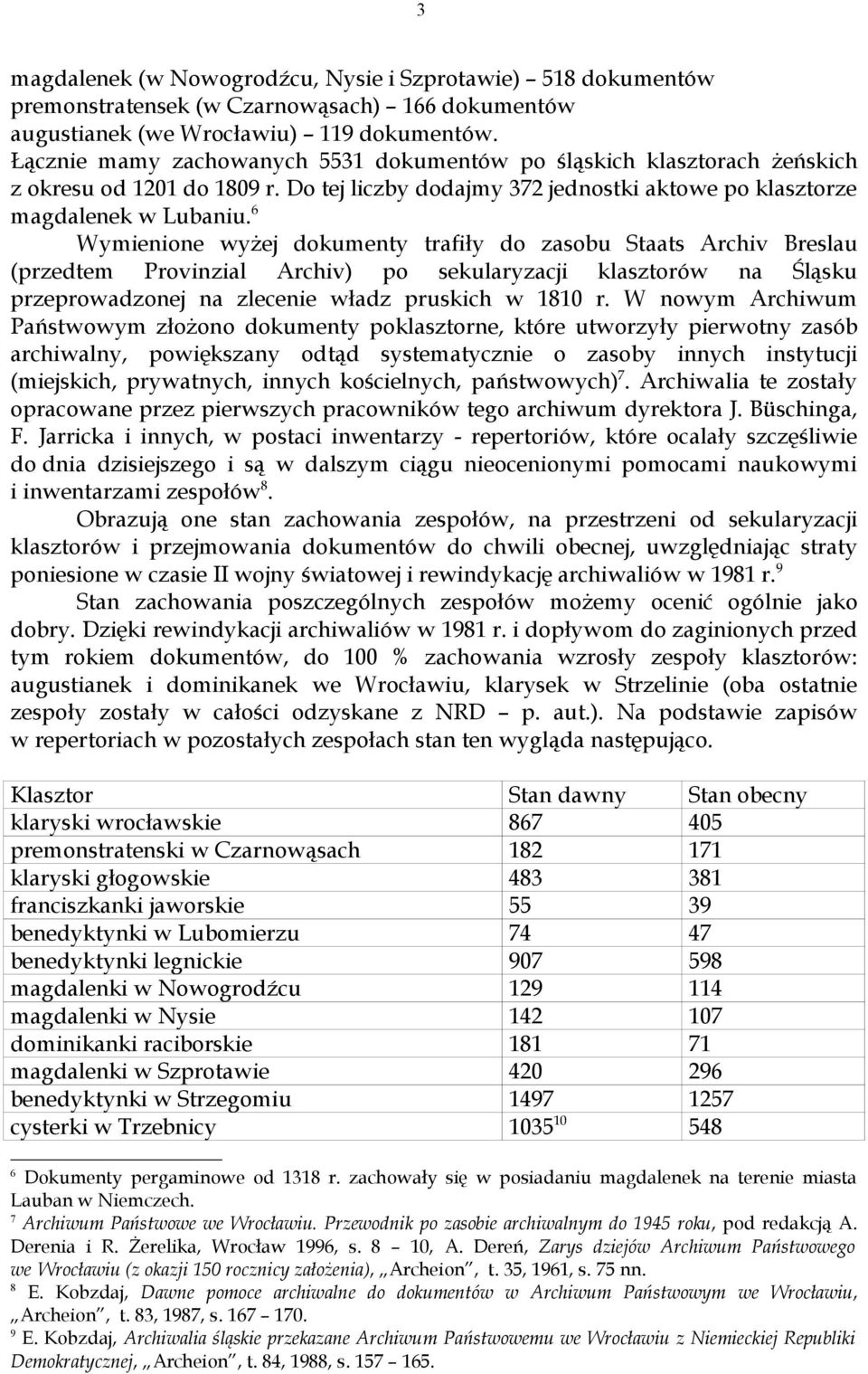 6 Wymienione wyżej dokumenty trafiły do zasobu Staats Archiv Breslau (przedtem Provinzial Archiv) po sekularyzacji klasztorów na Śląsku przeprowadzonej na zlecenie władz pruskich w 1810 r.