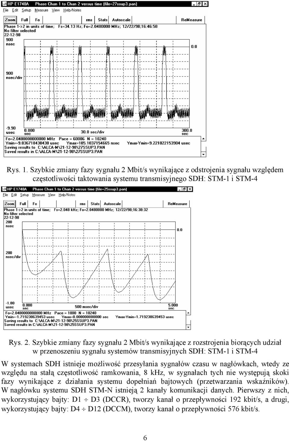 Szybkie zmiany fazy sygnału 2 Mbit/s wynikające z rozstrojenia biorących udział w przenoszeniu sygnału systemów transmisyjnych SDH: STM-1 i STM-4 W systemach SDH istnieje możliwość przesyłania