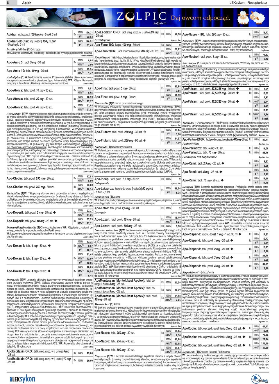 8,05 30% (1) 3,00 71,83 Fenofibrate (1)W: Hipercholesterolemia, hiperlipidemia mieszana, hipertriglicerydemia (hiperlipidemia typu; IIa, IIb, III, IV i V wg klasyfikacji Fredricksona), jeœli reakcja