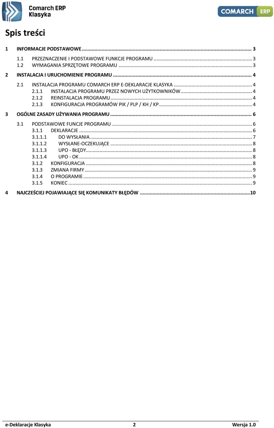 .. 4 3 OGÓLNE ZASADY UŻYWANIA PROGRAMU... 6 3.1 PODSTAWOWE FUNCJE PROGRAMU... 6 3.1.1 DEKLARACJE... 6 3.1.1.1 DO WYSŁANIA... 7 3.1.1.2 WYSŁANE-OCZEKUJĄCE... 8 3.1.1.3 UPO - BŁĘDY... 8 3.1.1.4 UPO - OK.