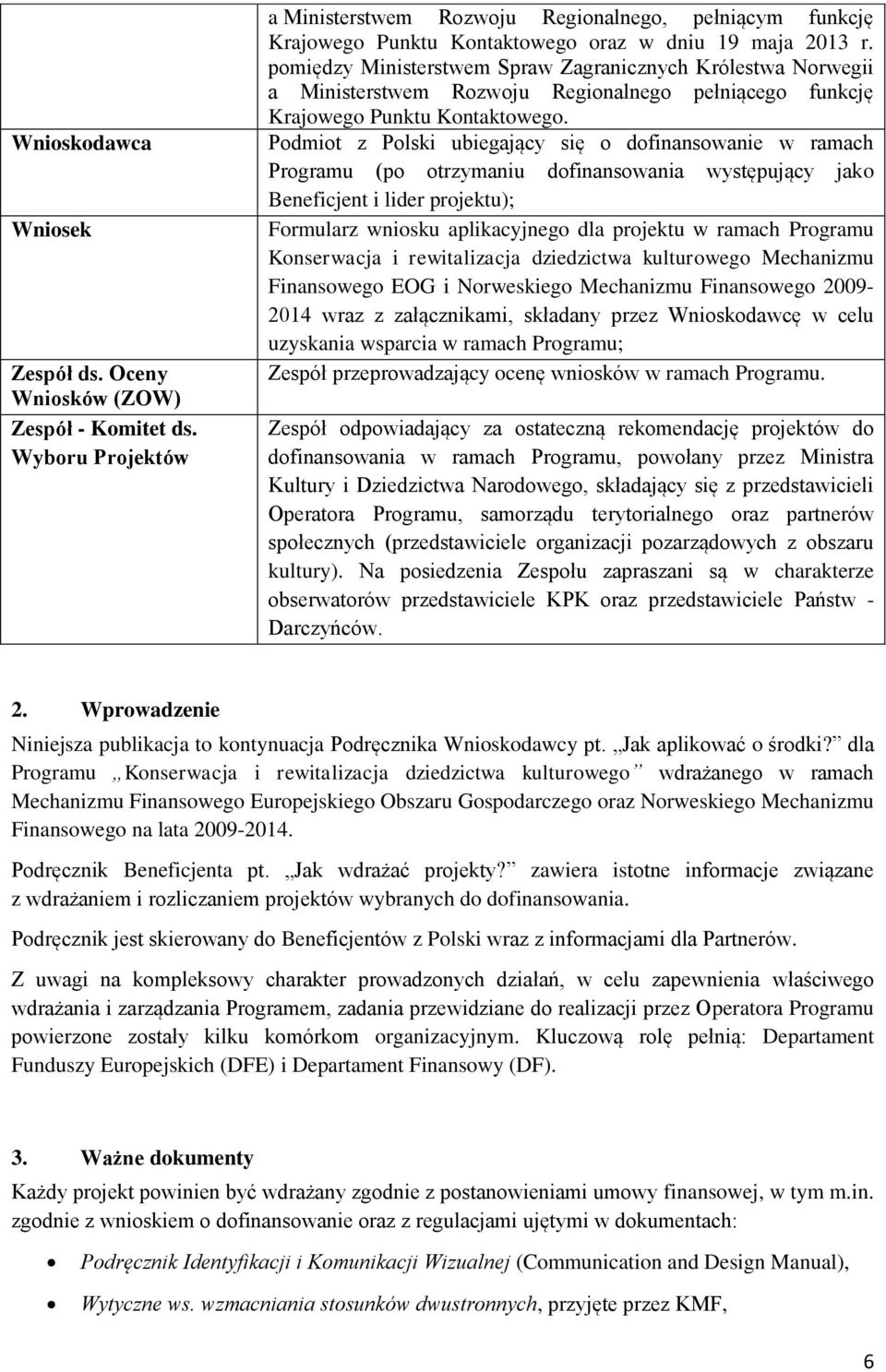 pomiędzy Ministerstwem Spraw Zagranicznych Królestwa Norwegii a Ministerstwem Rozwoju Regionalnego pełniącego funkcję Krajowego Punktu Kontaktowego.