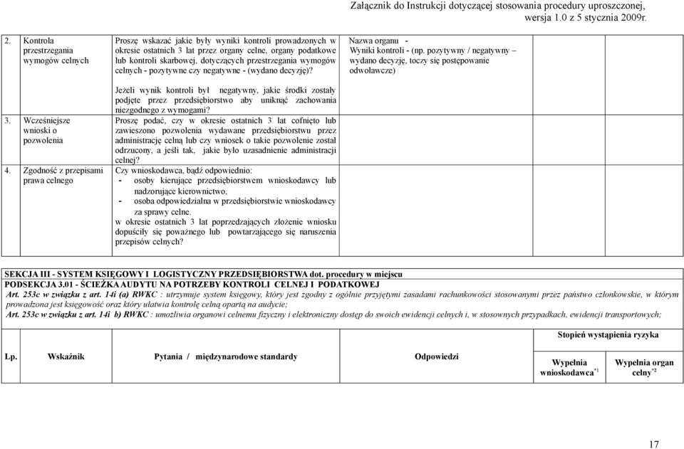 przestrzegania wymogów celnych - pozytywne czy negatywne - (wydano decyzję)?