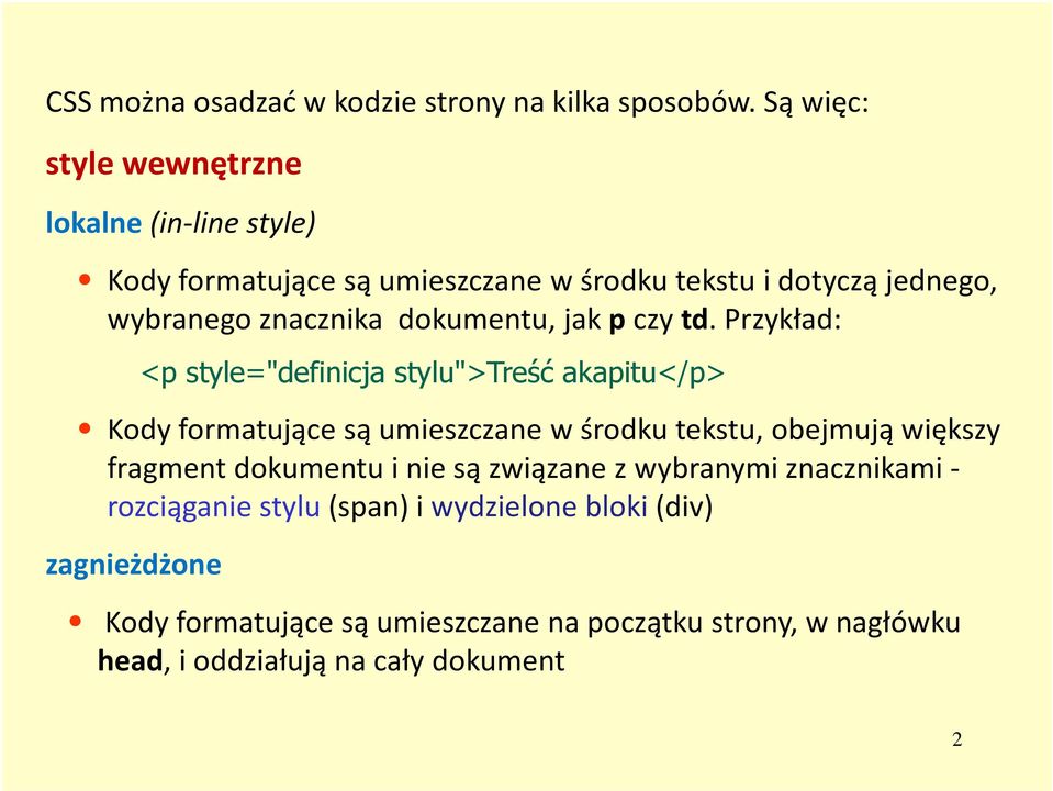 dokumentu, jak p czy td.