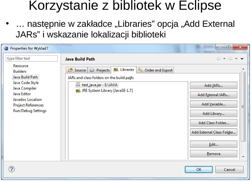 Libraries opcja Add External