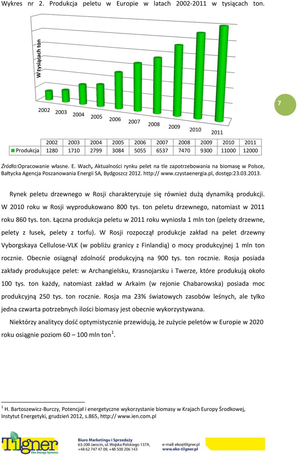 Wach, Aktualności rynku pelet na tle zapotrzebowania na biomasę w Polsce, Bałtycka Agencja Poszanowania Energii SA, Bydgoszcz 2012. http:// www.czystaenergia.pl, dostęp:23.03.2013.