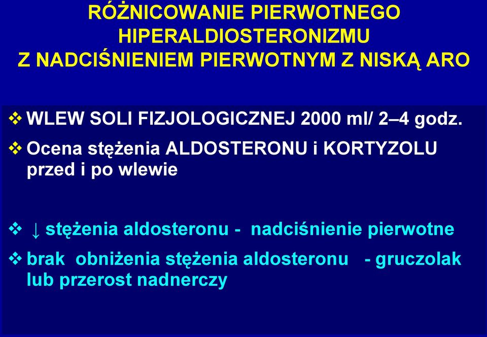 Ocena stężenia ALDOSTERONU i KORTYZOLU przed i po wlewie stężenia