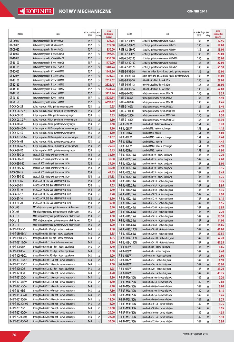 00 KT-10125 kotwa rozprężna kt fi 10 x 125 m08 157 ts 1783.74 KT-12060 kotwa rozprężna kt fi 12 x 060 M10 157 ts 1443.96 KT-12075 kotwa rozprężna kt fi 12 x 075 M10 157 ts 1621.