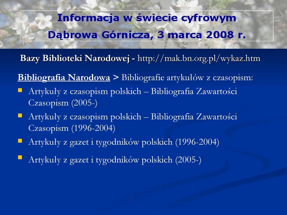 polskich Bibliografia Zawartości Czasopism (2005-) Artykuły z czasopism polskich