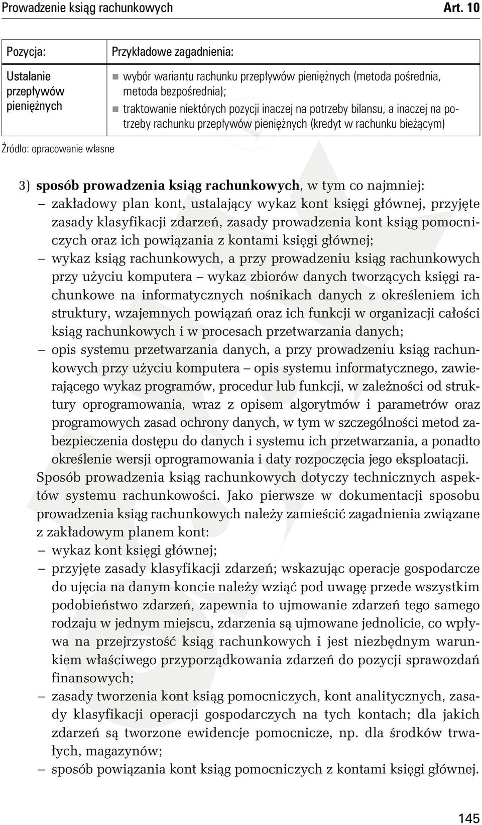 inaczej na potrzeby bilansu, a inaczej na potrzeby rachunku przepływów pieniężnych (kredyt w rachunku bieżącym) Źródło: opracowanie własne 3) sposób prowadzenia ksiąg rachunkowych, w tym co najmniej: