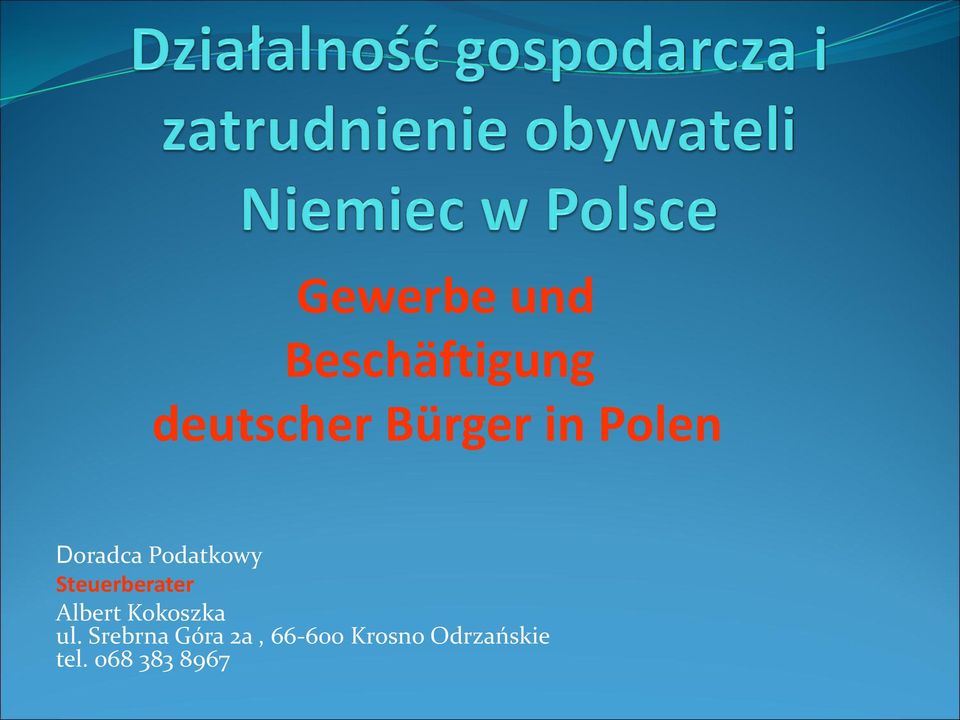 Steuerberater Albert Kokoszka ul.
