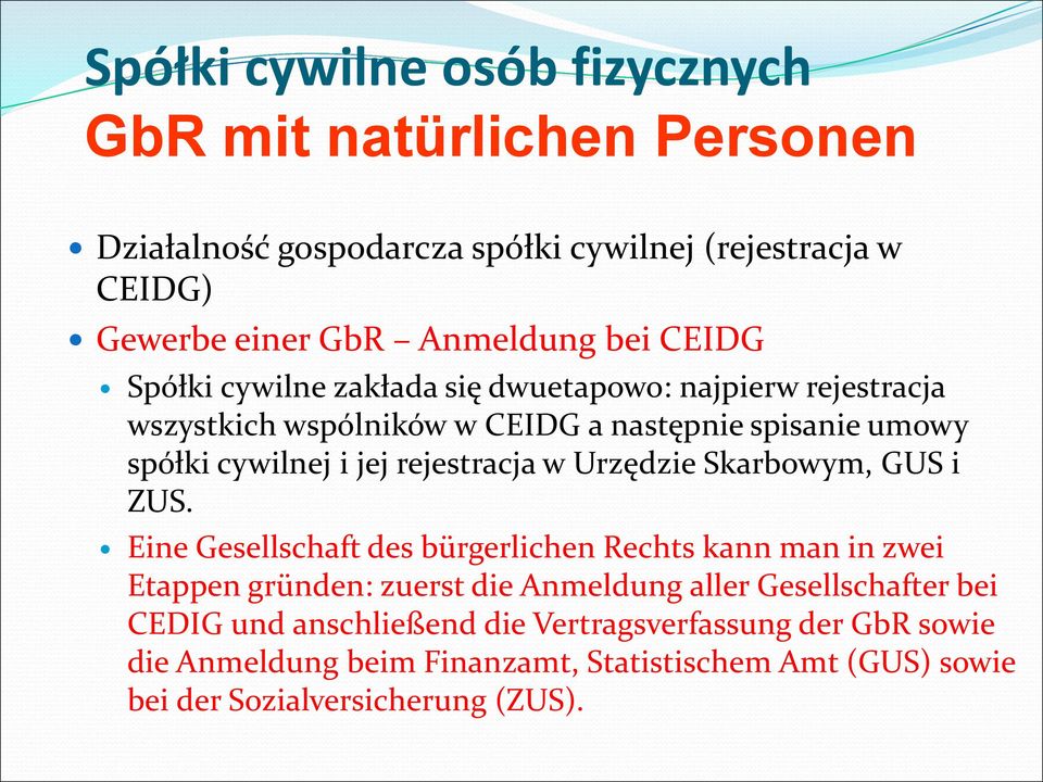 rejestracja w Urzędzie Skarbowym, GUS i ZUS.