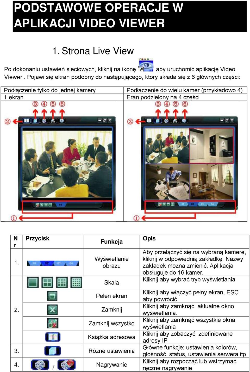 1 ekran N r Przycisk Funkcja Opis, 1.
