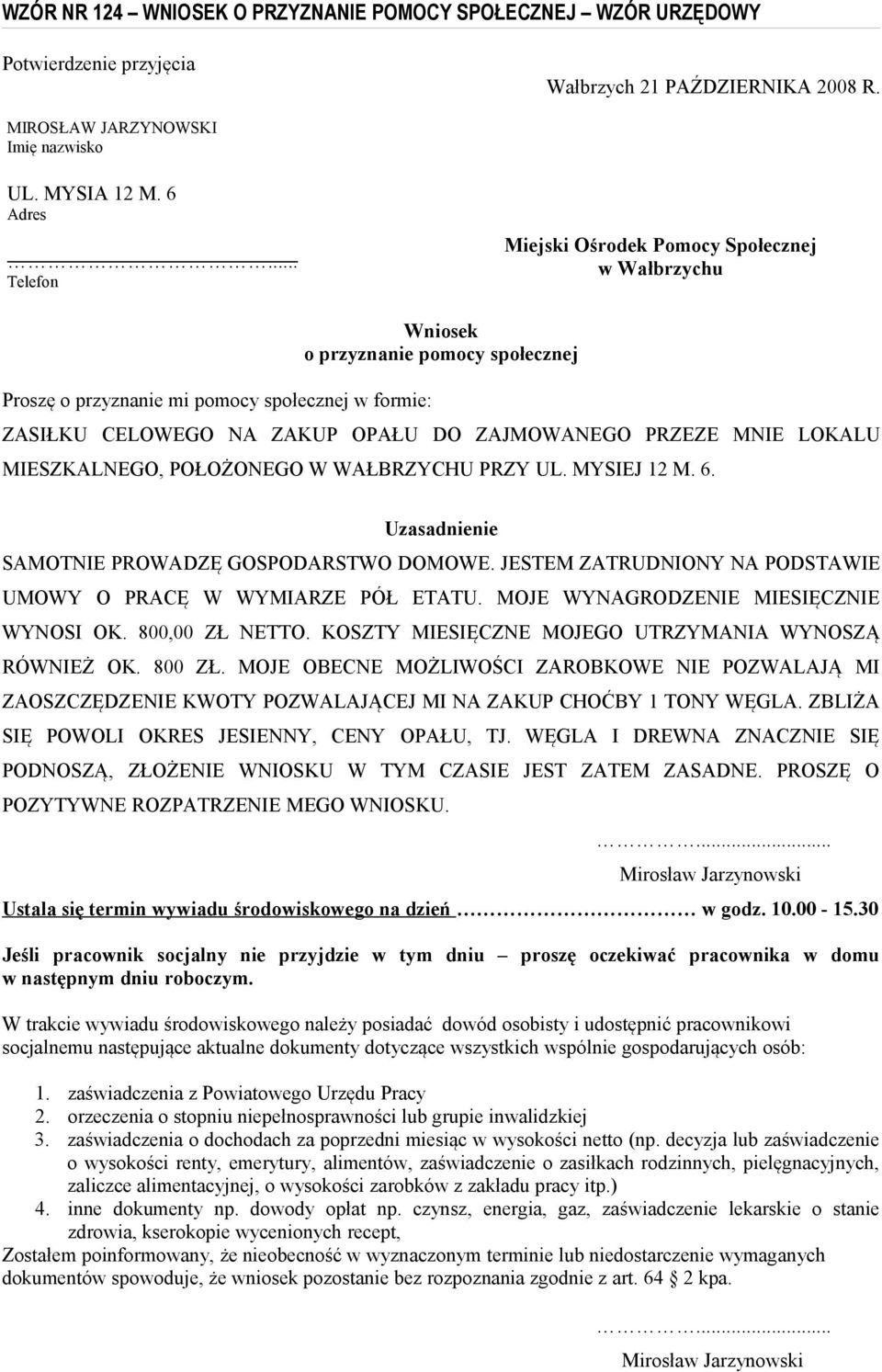Jak Napisać Podanie O Zapomogę Z Funduszu Socjalnego Wzór WZÓR NR 124 WNIOSEK O PRZYZNANIE POMOCY SPOŁECZNEJ WZÓR URZĘDOWY - PDF