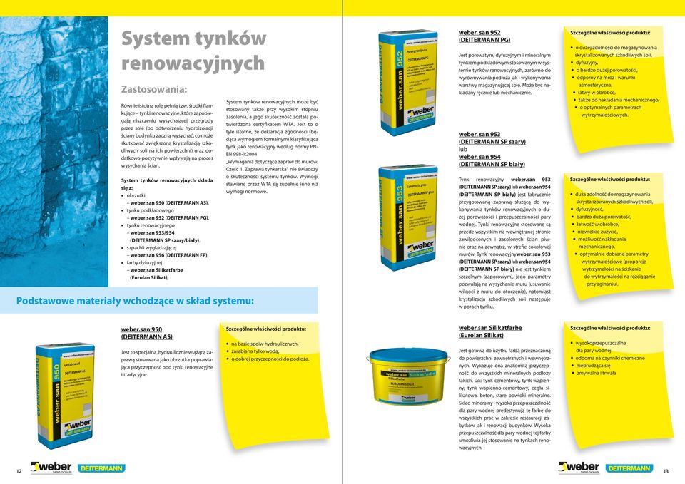 krystalizacją szkodliwych soli na ich powierzchni) oraz dodatkowo pozytywnie wpływają na proces wysychania ścian. System tynków renowacyjnych składa się z: obrzutki weber.