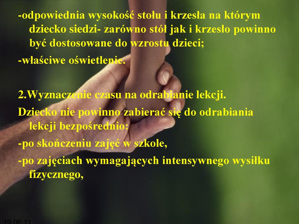 Wyznaczenie czasu na odrabianie lekcji.