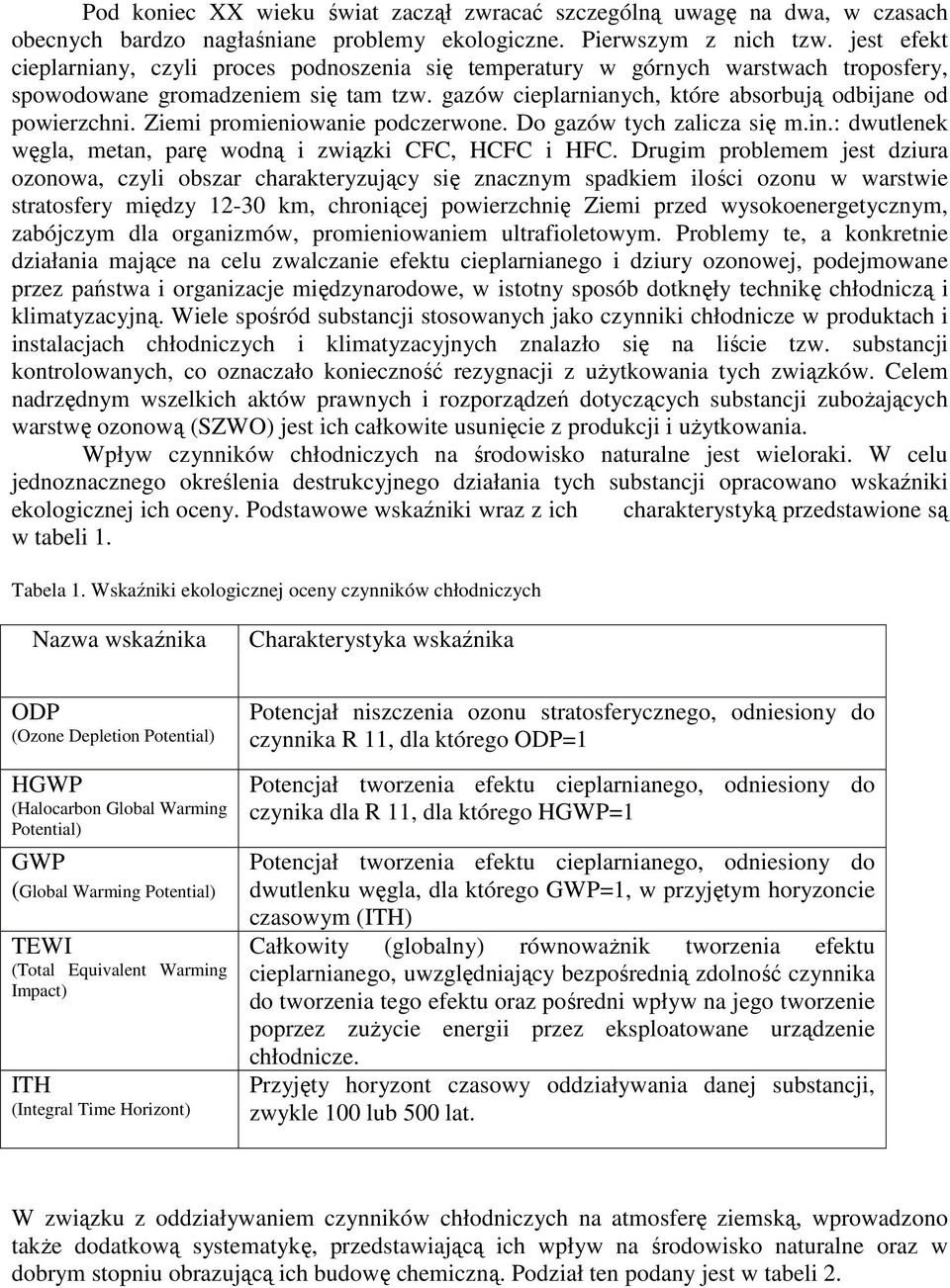 Ziemi promieniowanie podczerwone. Do gazów tych zalicza się m.in.: dwutlenek węgla, metan, parę wodną i związki CFC, HCFC i HFC.