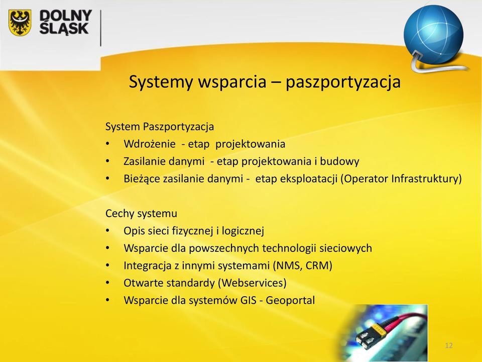 Cechy systemu Opis sieci fizycznej i logicznej Wsparcie dla powszechnych technologii sieciowych