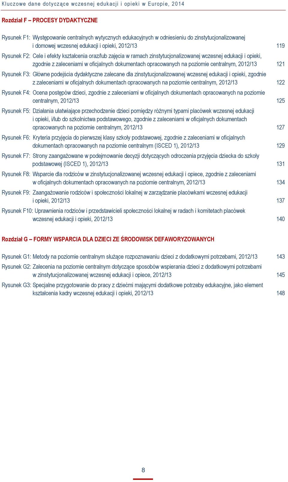 oficjalnych dokumentach opracowanych na poziomie centralnym, 2012/13 121 Rysunek F3: Główne podejścia dydaktyczne zalecane dla zinstytucjonalizowanej wczesnej edukacji i opieki, zgodnie z zaleceniami