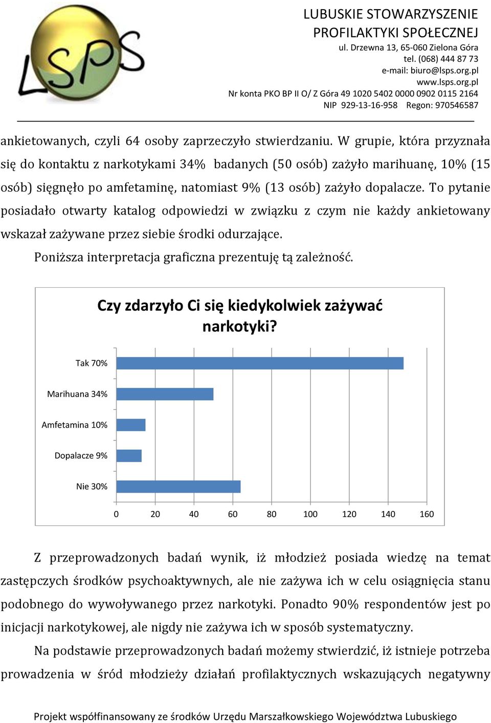 To pytanie posiadało otwarty katalog odpowiedzi w związku z czym nie każdy ankietowany wskazał zażywane przez siebie środki odurzające. Poniższa interpretacja graficzna prezentuję tą zależność.