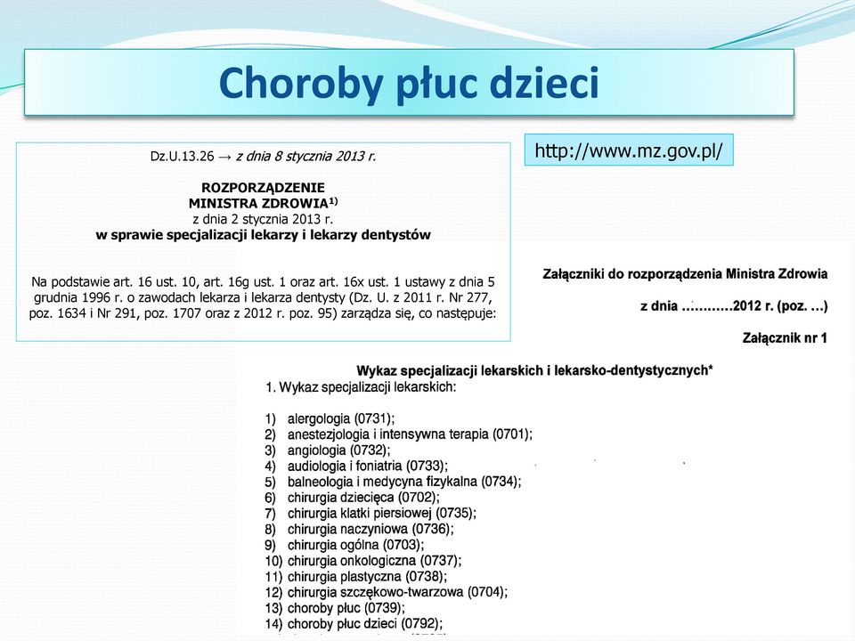 w sprawie specjalizacji lekarzy i lekarzy dentystów Na podstawie art. 16 ust. 10, art. 16g ust. 1 oraz art.