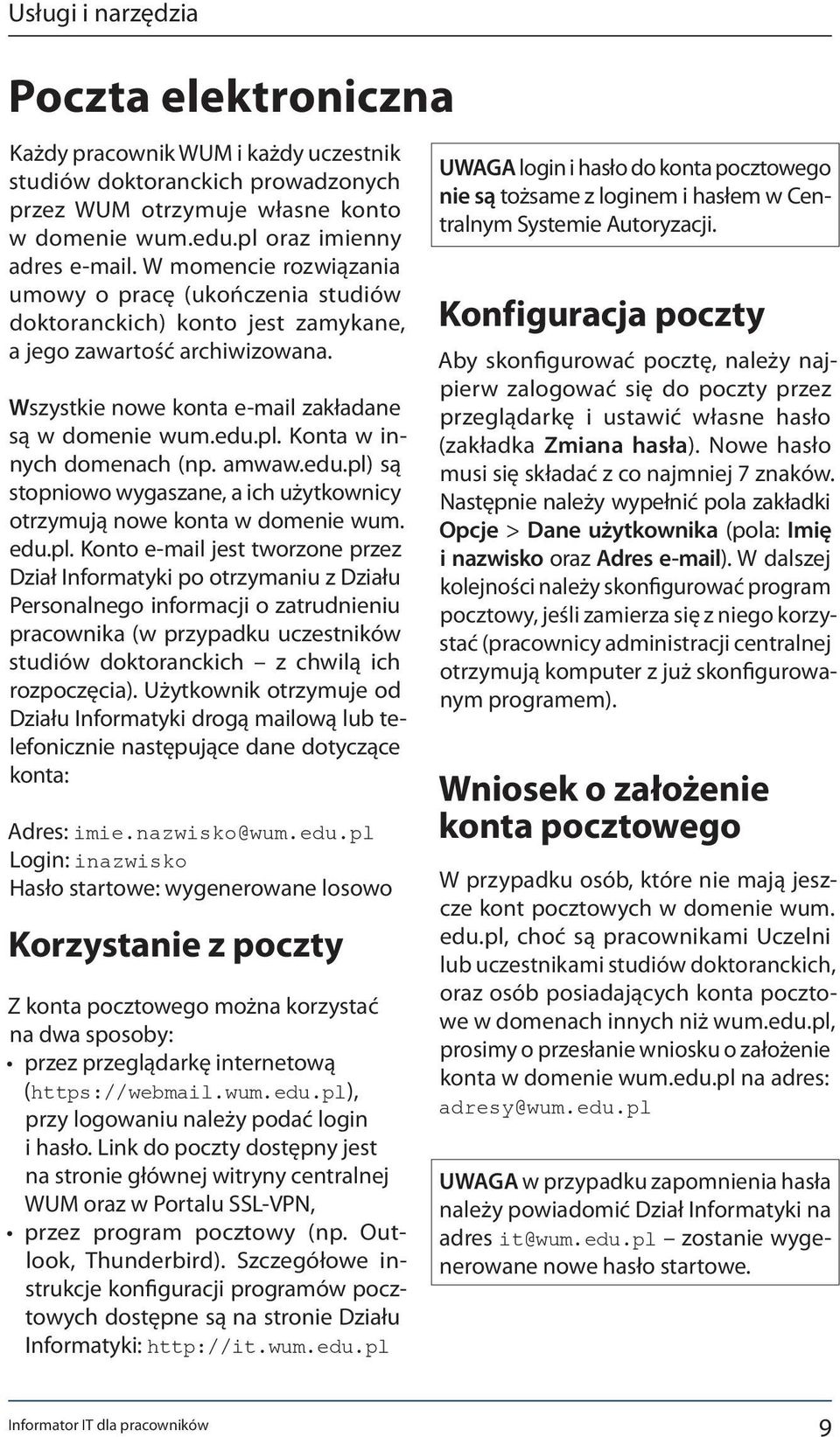 Konta w innych domenach (np. amwaw.edu.pl)