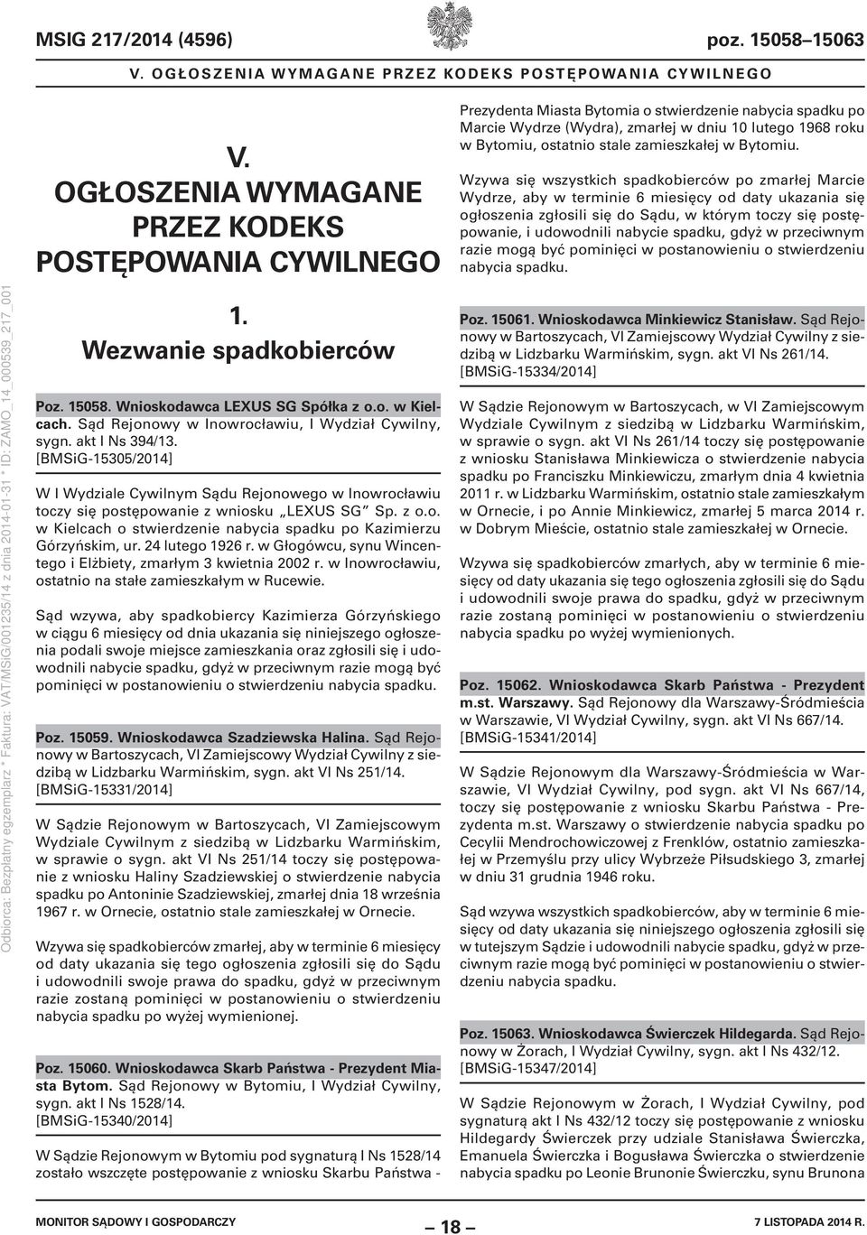 zamieszkałej w Bytomiu.