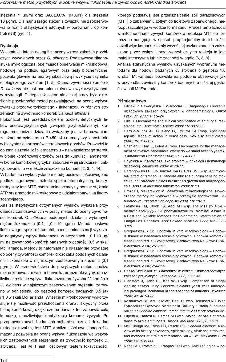 Dyskusja W ostatnich latach nastąpił znaczny wzrost zakażeń grzybiczych wywołanych przez C. albicans.