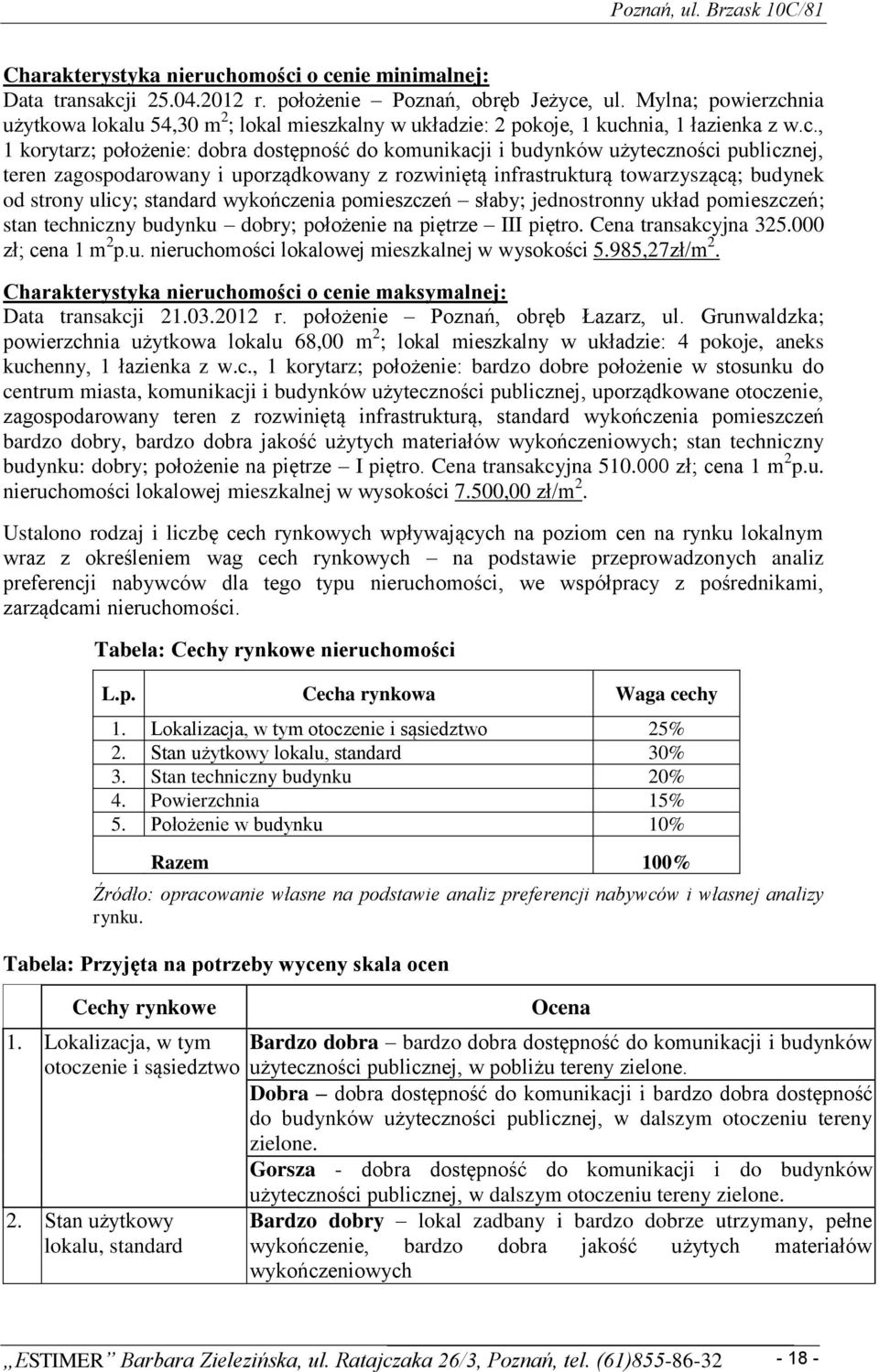 nia użytkowa lokalu 54,30 m 2 ; lokal mieszkalny w układzie: 2 pokoje, 1 kuch
