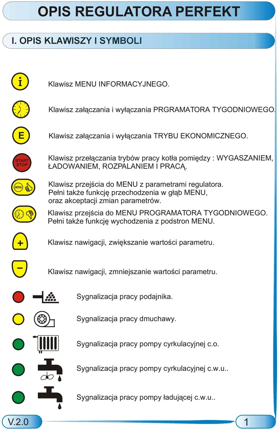 Pe³ni tak e funkcjê przechodzenia w g³¹b, oraz akceptacji zmian parametrów. Klawisz przejœcia do PROGRAMATORA TYGODNIOWEGO. Pe³ni tak e funkcjê wychodzenia z podstron.