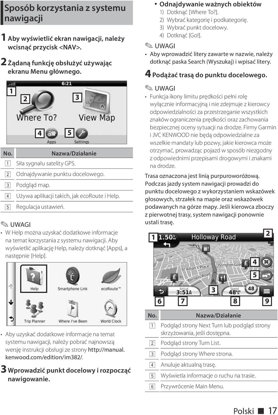 W Help można uzyskać dodatkowe informacje na temat korzystania z systemu nawigacji. Aby wyświetlić aplikację Help, należy dotknąć [Apps], a następnie [Help].