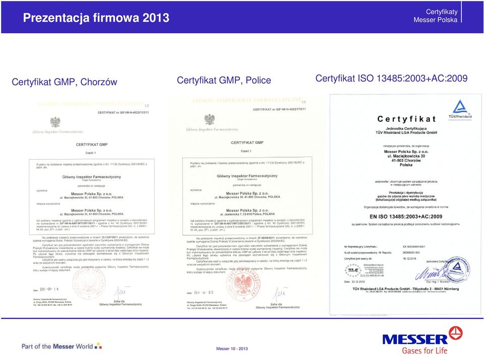 Certyfikat GMP, Police