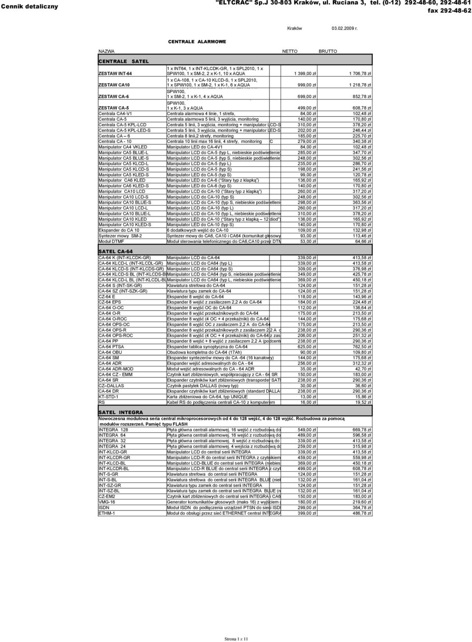 x SPL2010, ZESTAW CA10 1 x SPW100, CA-6P, 1 x 1 CA6KLED-S, x SM-2, 1 x K-1, 1 x 6 SPL2010, x AQUA 1 x 999,00 zł 1 218,78 zł SPW100, ZESTAW CA-6 1 x SM-2, CA-5P, 11 x x K-1, CA-5KLED-S, 4 x AQUA 1 x