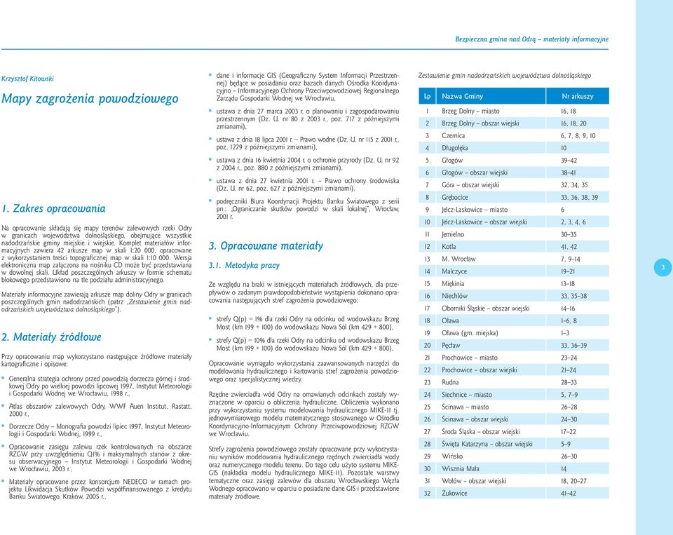 717 z późniejszymi zmianami), ustawa z dnia 18 lipca 2001 r. Prawo wodne (Dz. U. nr 115 z 2001 r., poz.