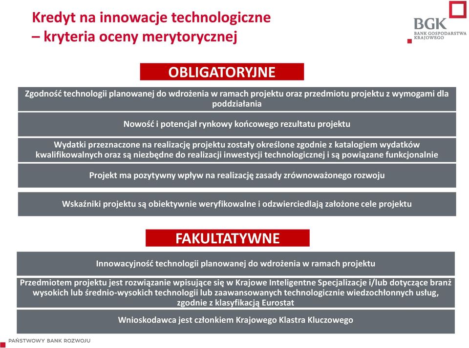 inwestycji technologicznej i są powiązane funkcjonalnie Projekt ma pozytywny wpływ na realizację zasady zrównoważonego rozwoju Wskaźniki projektu są obiektywnie weryfikowalne i odzwierciedlają