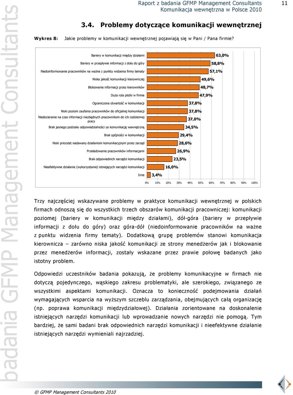 Blokowanie informacji przez kierowników Duża rola plotki w firmie Ograniczona otwartość w komunikacji Niski poziom zaufania pracowników do oficjalnej komunikacji Niedocieranie na czas informacji