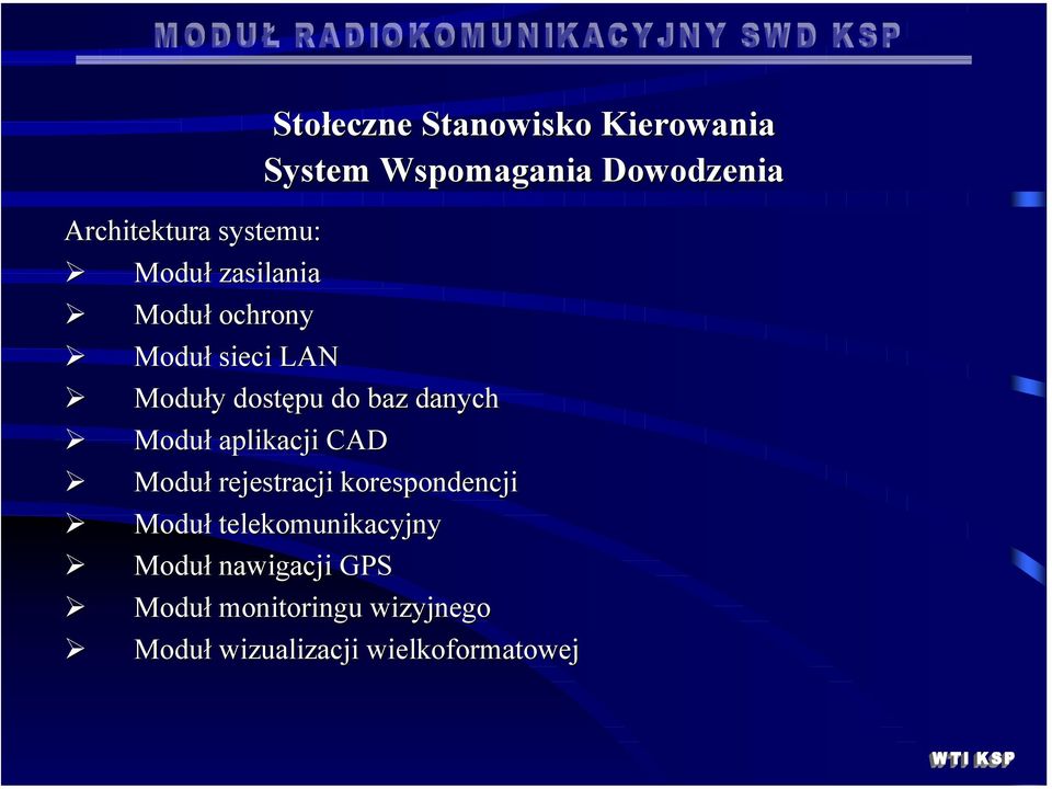 danych Moduł aplikacji CAD Moduł rejestracji korespondencji Moduł