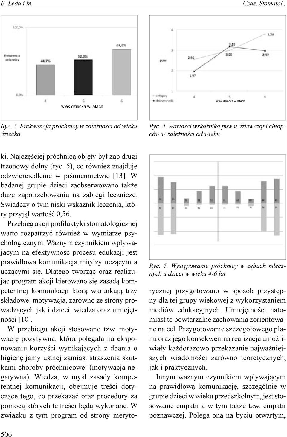 W badanej grupie dzieci zaobserwowano także duże zapotrzebowaniu na zabiegi lecznicze. Świadczy o tym niski wskaźnik leczenia, który przyjął wartość 0,56.