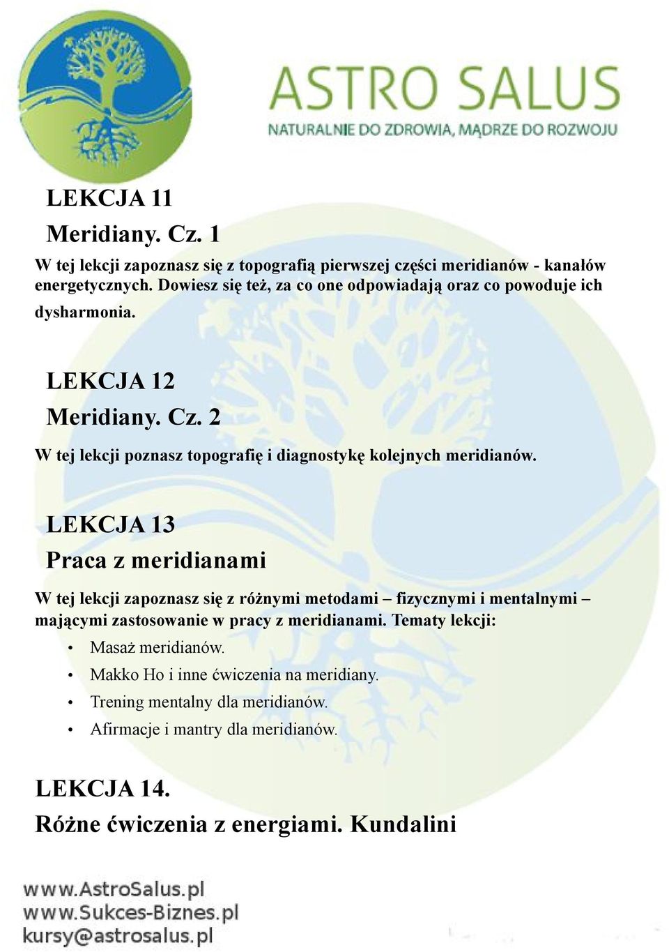 2 W tej lekcji poznasz topografię i diagnostykę kolejnych meridianów.