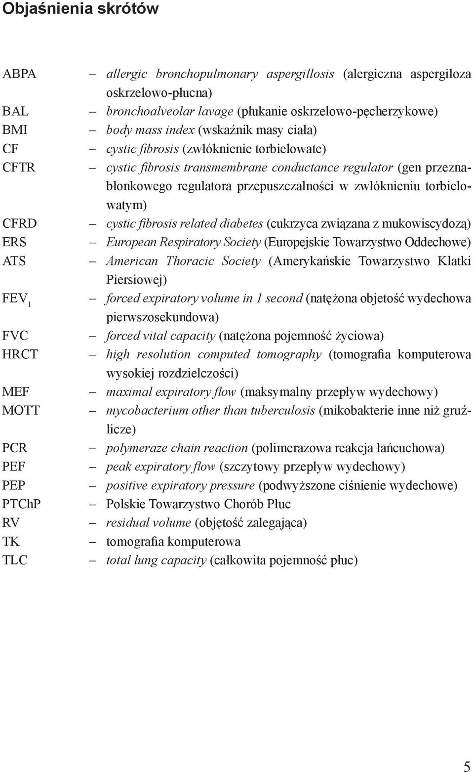 przeznabłonkowego regulatora przepuszczalności w zwłóknieniu torbielowatym) cystic fibrosis related diabetes (cukrzyca związana z mukowiscydozą) European Respiratory Society (Europejskie Towarzystwo