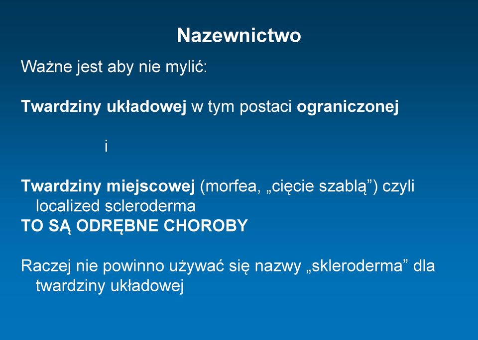 szablą ) czyli localized scleroderma TO SĄ ODRĘBNE CHOROBY