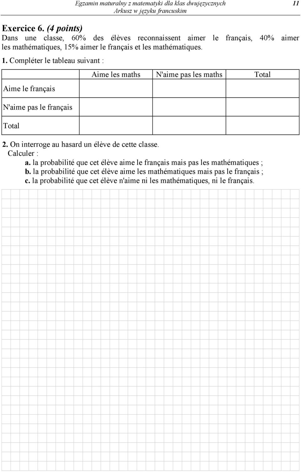 % aimer le français et les mathématiques. 1.