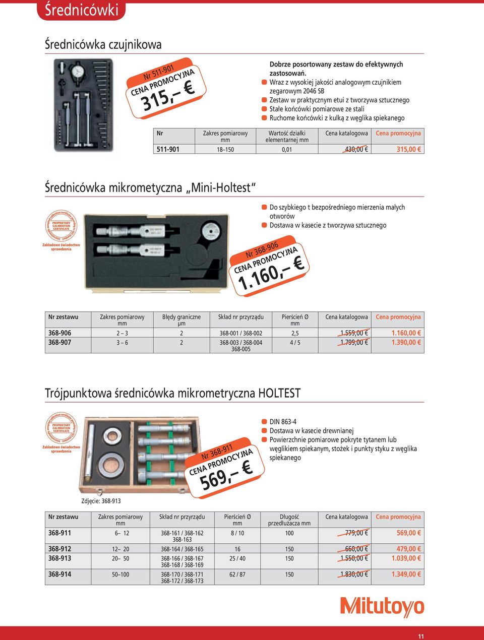 Wartość działki promocyjna elementarnej 511-901 18 150 0,01 430,00 315,00 Średnicówka mikrometyczna Mini-Holtest aado szybkiego t bezpośredniego mierzenia małych otworów aadostawa w kasecie z