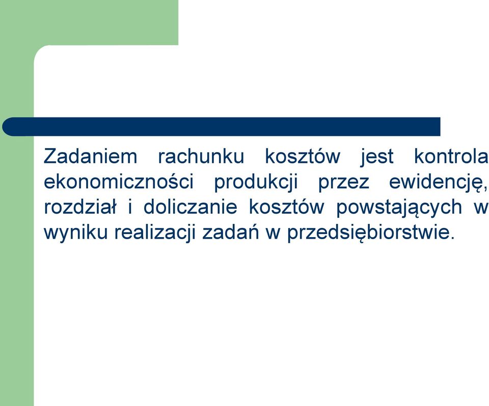 rozdział i doliczanie kosztów powstających