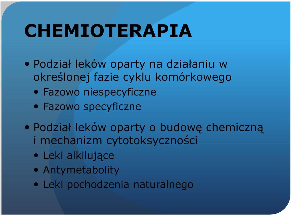 specyficzne Podział leków oparty o budowę chemiczną i mechanizm