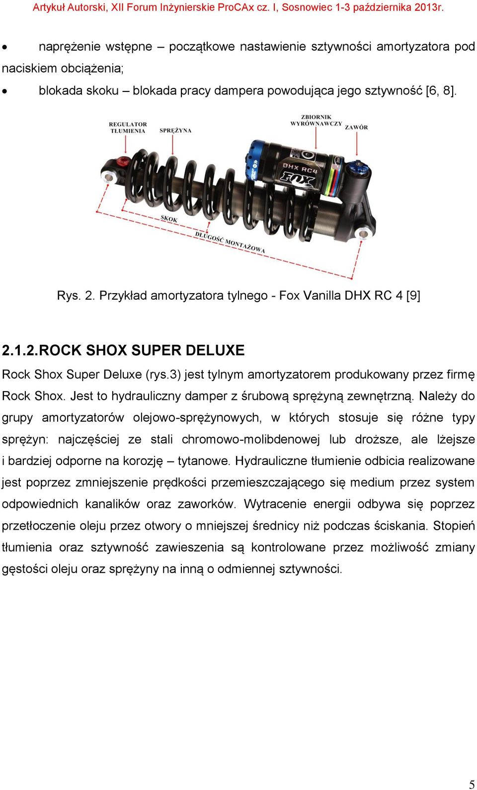 Jest to hydrauliczny damper z śrubową sprężyną zewnętrzną.