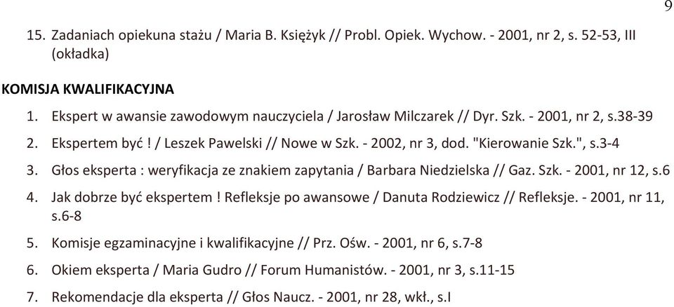 3-4 3. Głos eksperta : weryfikacja ze znakiem zapytania / Barbara Niedzielska // Gaz. Szk. - 2001, nr 12, s.6 4.