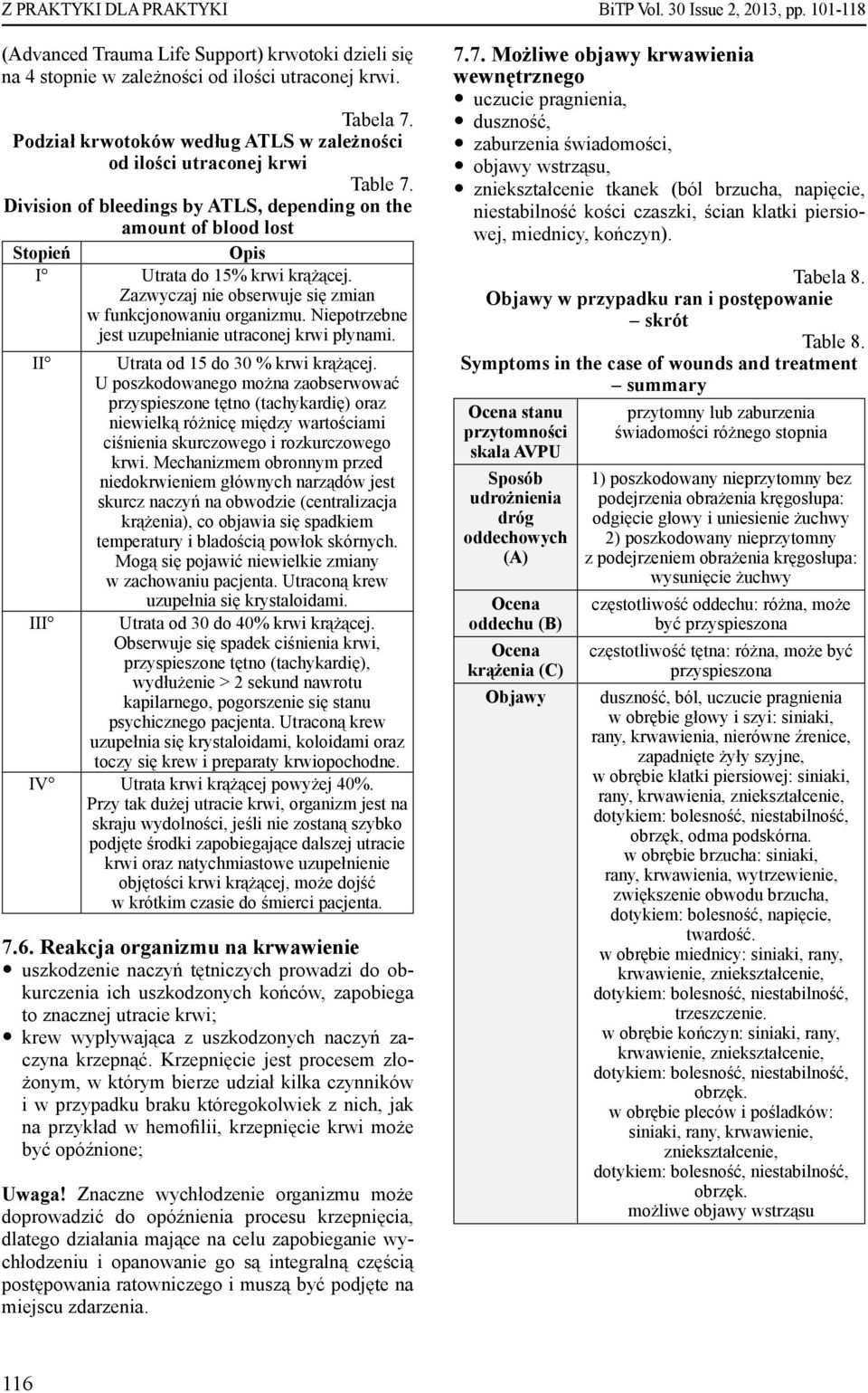 Niepotrzebne jest uzupełnianie utraconej krwi płynami. II Utrata od 15 do 30 % krwi krążącej.