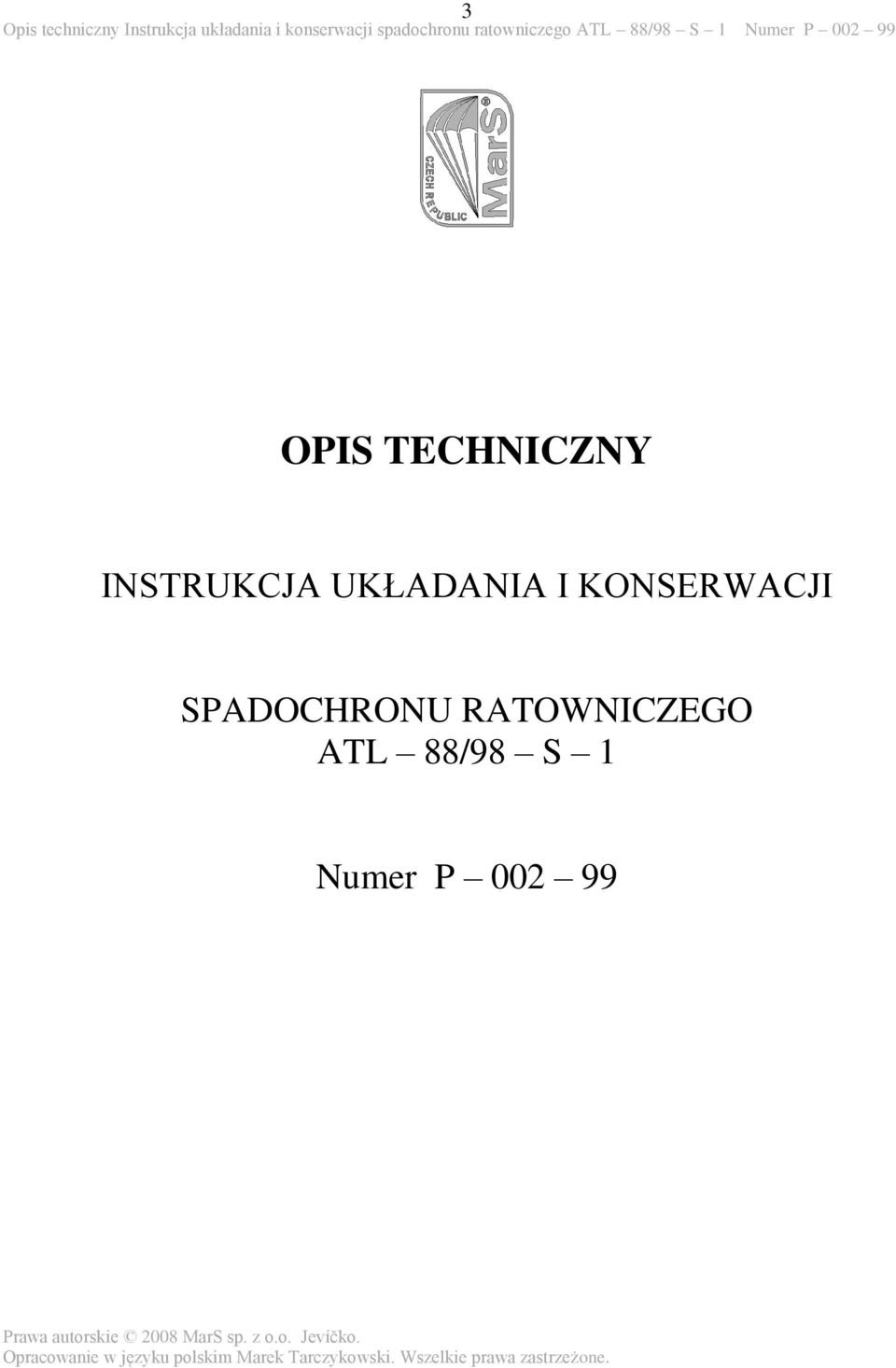 KONSERWACJI SPADOCHRONU