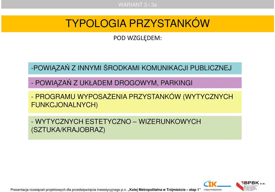 PARKINGI - PROGRAMU WYPOSAśENIA PRZYSTANKÓW (WYTYCZNYCH