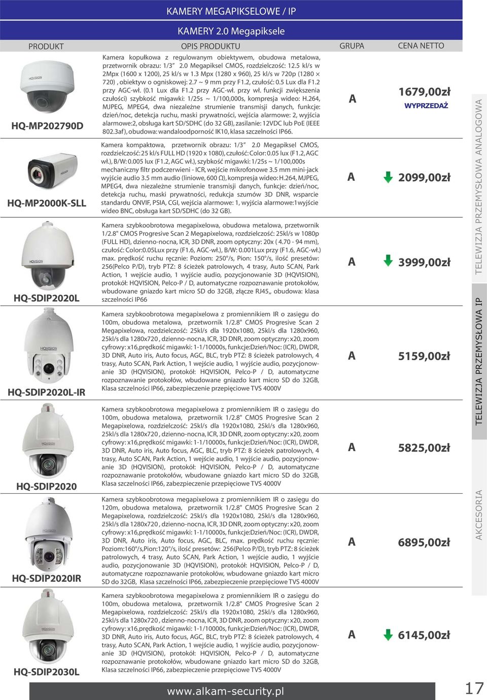 2 przy GC-wł. (0.1 Lux dla F1.2 przy GC-wł. przy wł. funkcji zwiększenia 1679,00zł czułości) szybkość migawki: 1/25s ~ 1/100,000s, kompresja wideo: H.